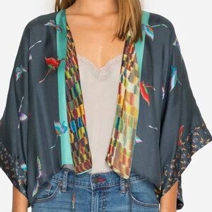 Johnny Was silk rainbow cropped kimono/jacket NWT RARE